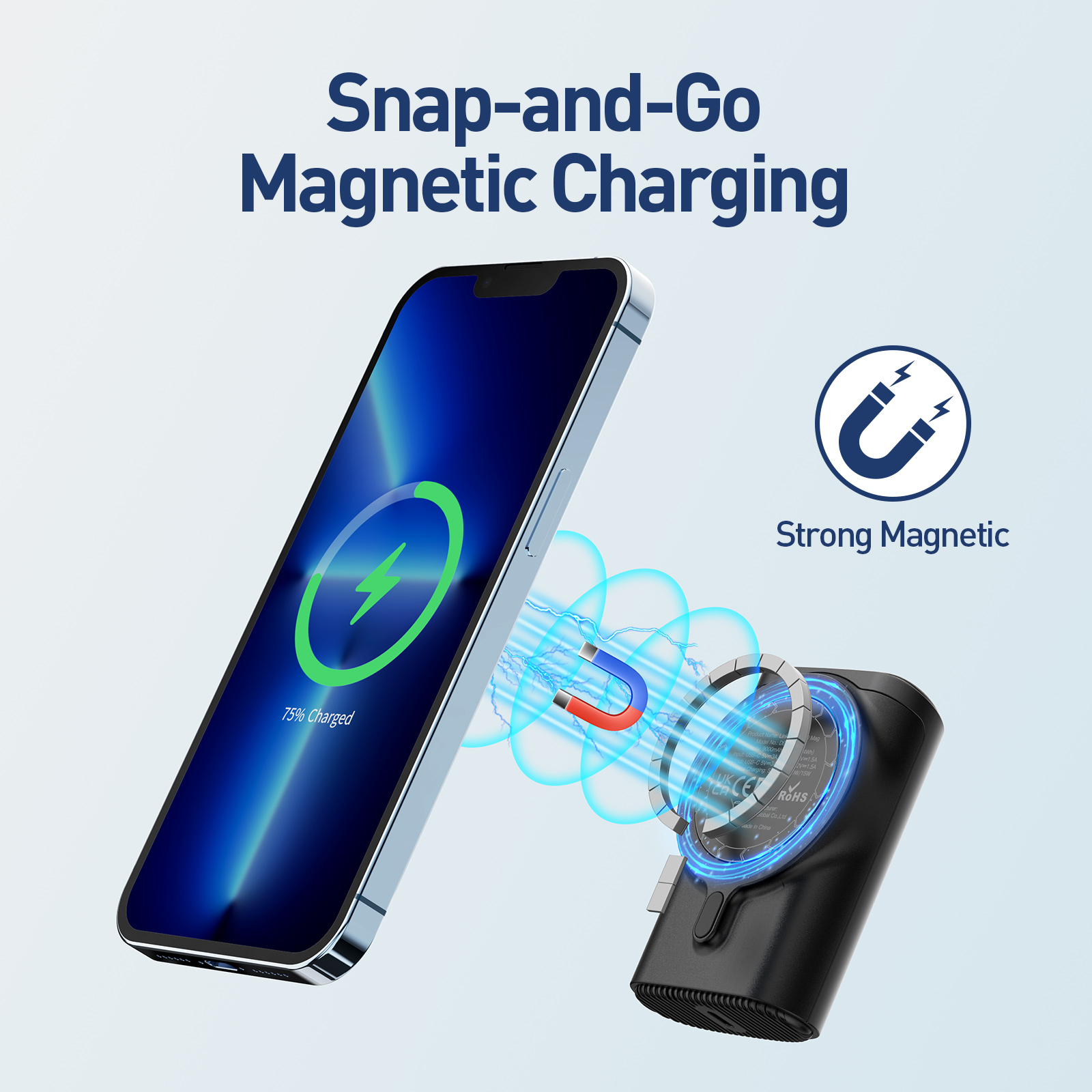 iWALK MAG-X Magnetic Wireless Power Bank with iWatch Charger,10000mAh PD  Fast Charging Portable Charger Compact Battery Pack Compatible with iPhone